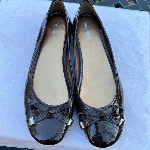 Michelle D Shoes New Dillards Michelle D Brown Patent Ballet Flats